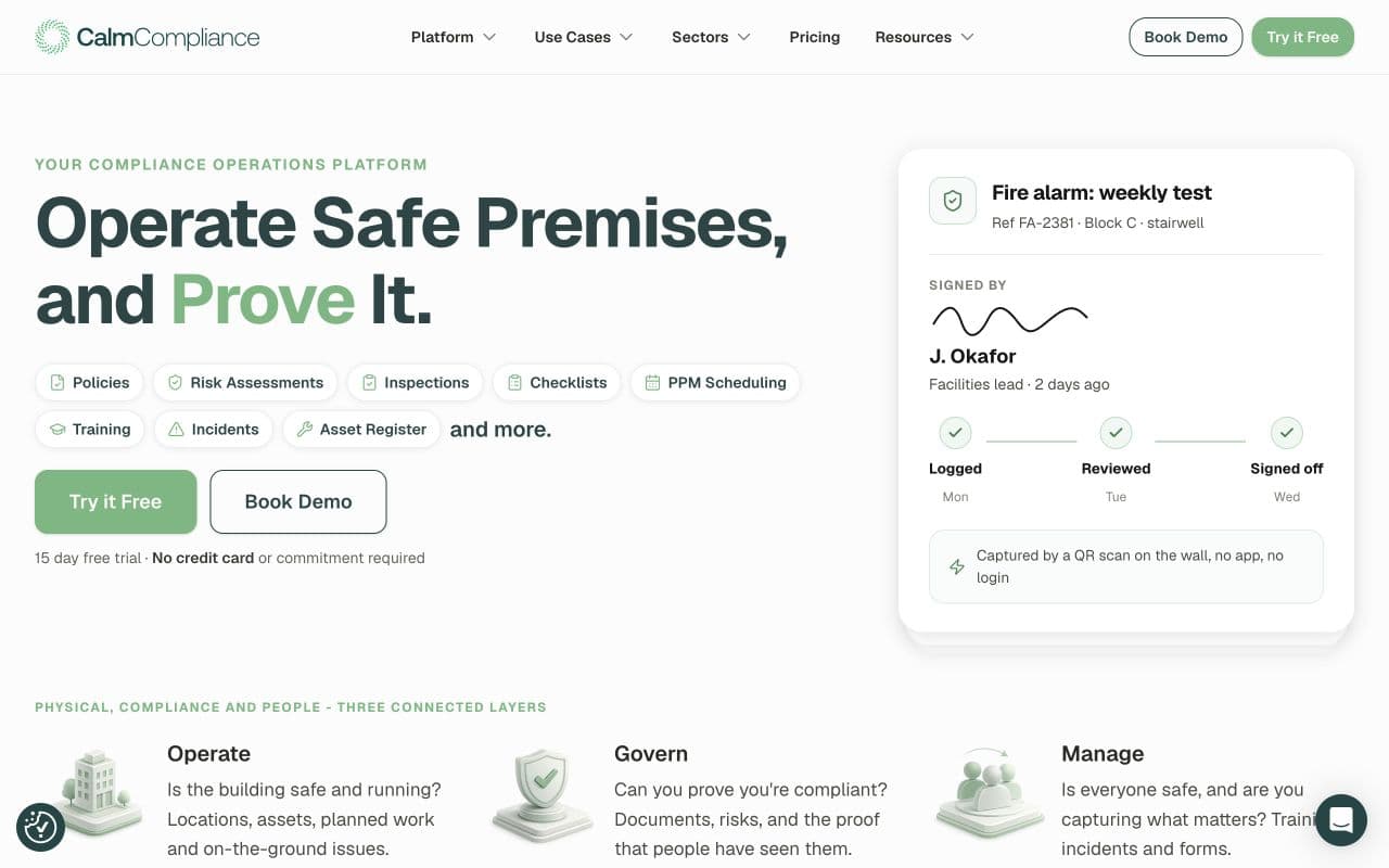 CalmCompliance screenshot